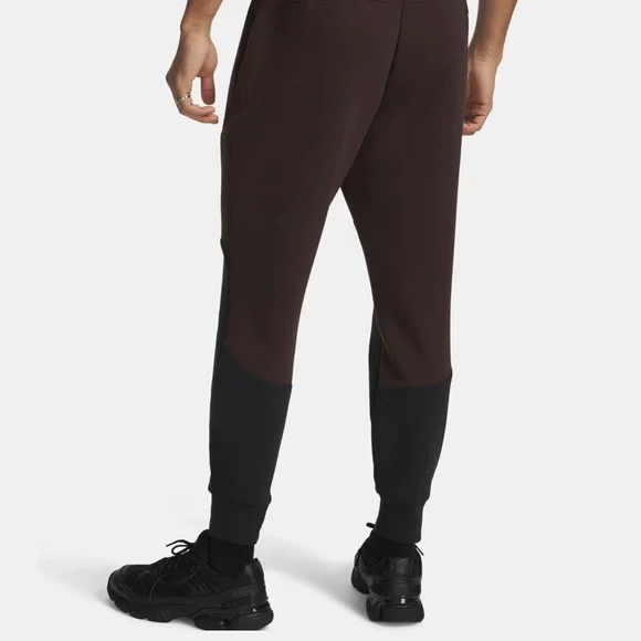 Under Armour Unstoppable Fleece Black and Brown Joggers - Picture 3 of 8